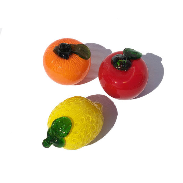 Lot de 3 fruits en verre des années 70