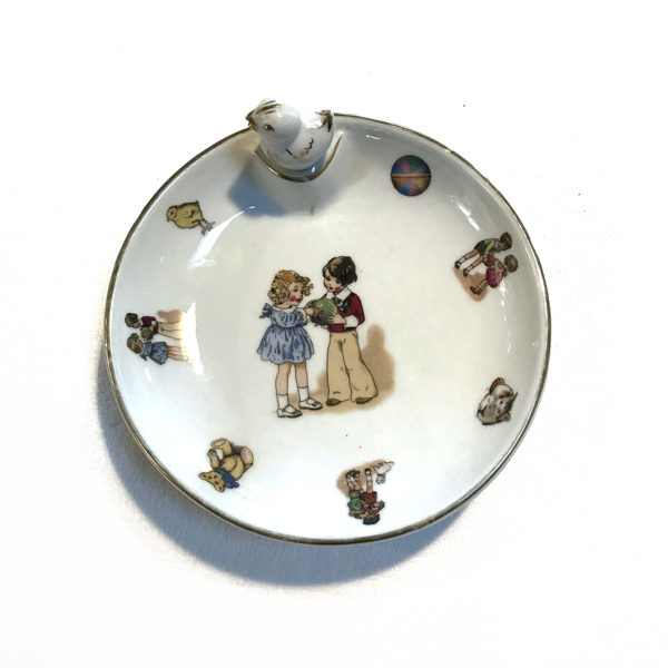 Assiette réchauffe plat pour bébé en porcelaine de Limoges, ave bouchon d'origine en parfait état