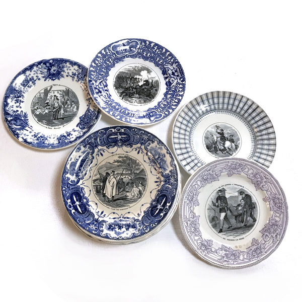 Assiettes parlantes en faïence fine de J. Vieillard & Cie - Manufacture de faïence fine à Bordeaux de 1845 à 1895.