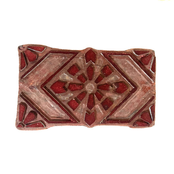joli Bunta - ancien grand tampon à impression batik et textile en bois et feutrine