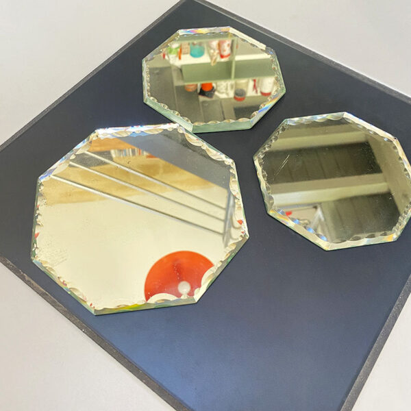 Lot de 3 petits miroirs octogonaux biseautés à poser - biseaux